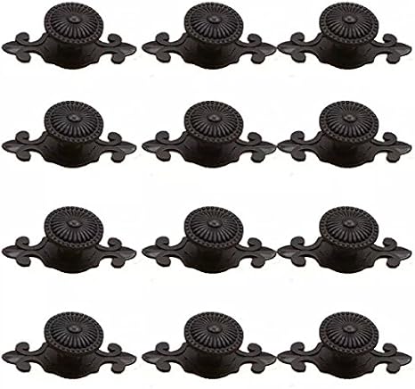 Black Antique Vintage Retro Drawer Cabinet Metal Knobs with Backplates 12 PCS,Mushroom Shape Pulls Handle Dresser Knob