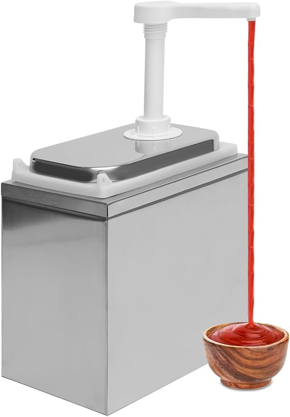 DYRABREST Condiment Pump Station 2L Sauce Dispenser Pump Stainless Steel Ketchup Mustard Dispenser Restaurant Condiment Dispensing Pump for Salad Jam Seasoning Sauce and More