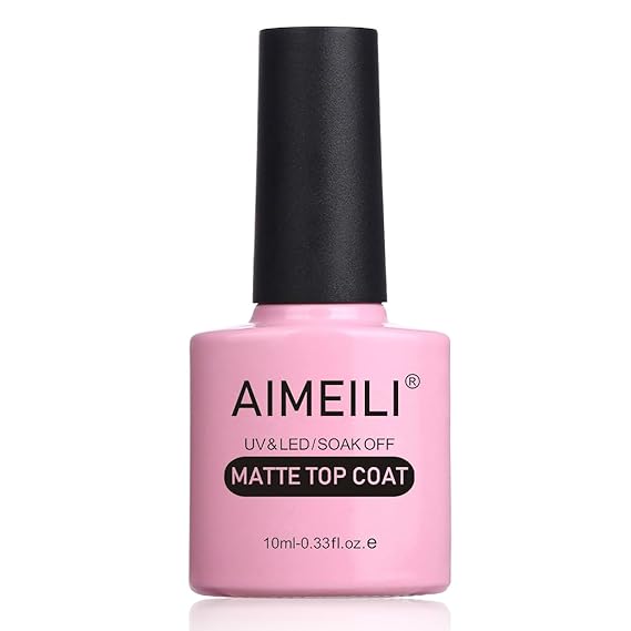 AIMEILI Soak Off U V LED Hema Free Gel Nail Polish, Cruelty Free, Vegan, No Wipe Matte Top Coat 10ml