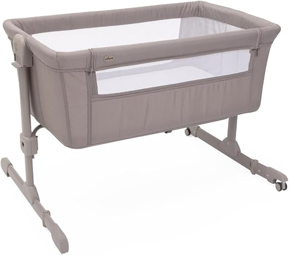 Chicco Next2Me Essential Bedside Crib for Birth up to 6 Months, Co-Sleeping Crib, Adjustable Height, Foldable Feet, Eco-Friendly Fabric and Travel Bag, Dove Re_Lux