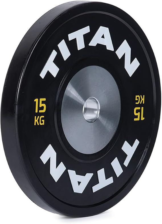 Titan Fitness Elite Olympic Bumper Plates, Competition Weight Plates, Rubber Rubber with Steel Insert