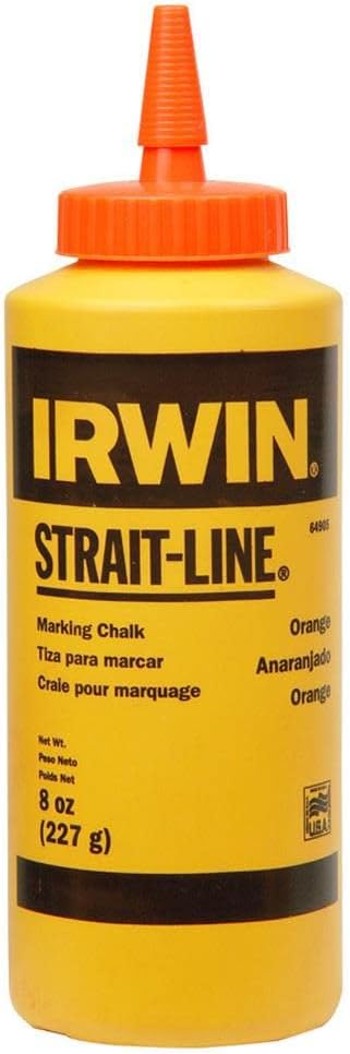IRWIN Tools STRAIT-LINE High-Visibility Marking Chalk, 8-ounce, Orange (64905ZR), Pack of 1