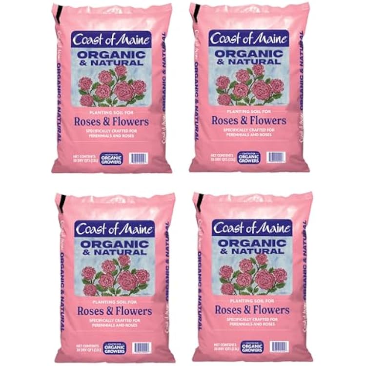 Coast of Maine Organic & Natural Planting Soil for Roses & Flowers - Premium Garden Soil wComposted Manure, Sphagnum Peat Moss for Multi Use In Ground & Containers - Enhanced Drainage 20 Qt