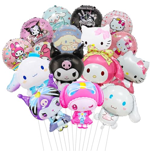16Pcs Cute Anime Party Decoration Balloons,Aluminum Film Material Double Sided Balloons,Anime Theme Party Supplies,Kawaii Birthday Party Ballons16PCS