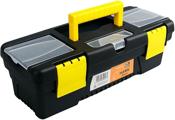 BIN BUDDY BIN BUDDY | Small Tool Box | 11" x 4" x 3 1/8" | Multipurpose Storage | Craft, Sewing, Fishing | Removable Tray with Ruler | Lightweight | Secure Latches