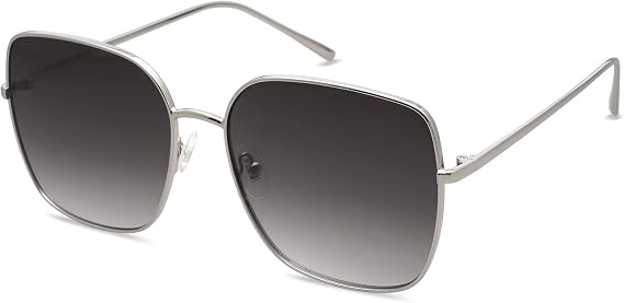 SOJOS Trendy Oversized Square Metal Frame Sunglasses for Women Men SJ1146 | Retro Big Flat Lens UV Protection Sun Glasses