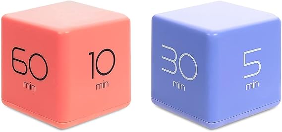 mooas Cube Timer Coral (10, 30, 50 and 60 Minutes) & Violet (5, 10, 20 and 30 Minutes) Bundle, Timer for Studying, Cooking and Workout...