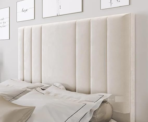mm08enn Velvet Headboard, Plush Fabric (Headboard Height 36", Silver Plush Fabric, 4ft Small Double)