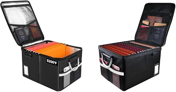 5200F Fireproof Document Box, Fire Important Document Organizer with Lock