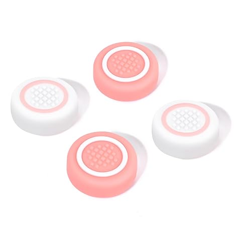 DLseego Thumb Grip Caps for Switch/Lite/OLED,Soft Silicone 4PCS Joystick Grip Covers Anti Slip Switch Thumb Grips for Joycon Controller,Pink
