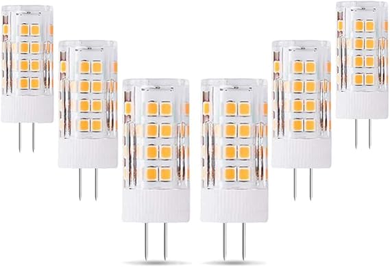 6-Pack G4 AC/DC 12V LED Light Bulb, 5 Watt, 500 Lumen, Warm White 3000K, 360° Beam Angle, 50W Equivalent, G4 Halogen/Xenon/Incandescent Replacement Bulb, Not-Dimmable [Energy Class G]