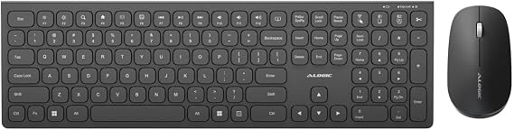 Alogic Echelon USB-C Rechargeable Wireless Mouse and Keyboard for Windows | Wireless Keyboard & Mouse | Designed for The Modern Office | Windows | Black