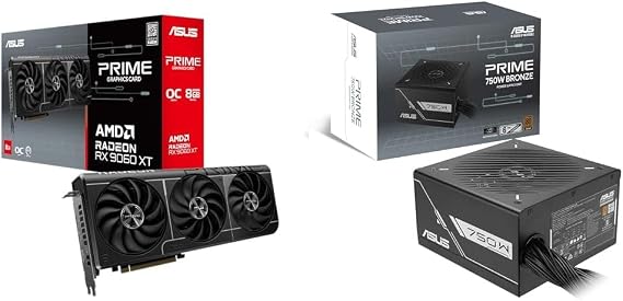 Set PurchaseASUS AMD Radeon RX 9060 XT Video Card 8GB GDDR6 OC Edition PRIME-RX9060XT-O8G + ASUS Prime 750W Bronze PSU Power Supply Unit Efficient, Durable Power Supply for All-Round PCs and Gaming