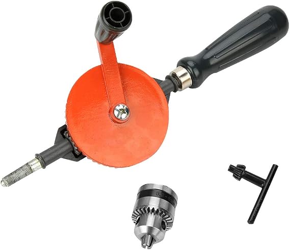 Hand Drill, Portable Hand Crank Drill, Mini Manual Drill with Double Pinions for Wood Plastic (1/4 inch)