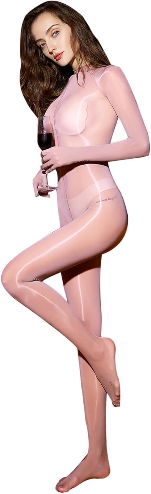 Women's Oil Shiny Bodystocking Sexy Full Body Stocking Sheer Nylon Body Stocking Glossy Pantyhose