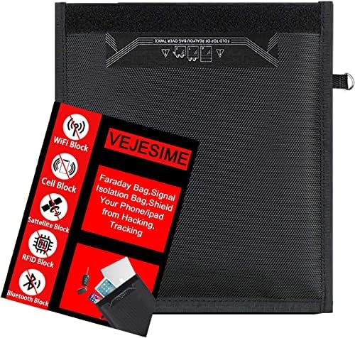 Farday Bag,Signal Isolation Bag,Shield Your Phoneipad from Hacking,Tracking,and EM Protection with This Pouch -Shields NFCWiFiBluetooth for Phones,Key Fobs and Credit Card 9.8X11