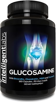 Intelligent Labs Glucosamine and Chondroitin High Strength Complex with MSM | 180 Capsules | Immune System Support | with Turmeric, Boswellia, and Quercetin Joint Care Supplements