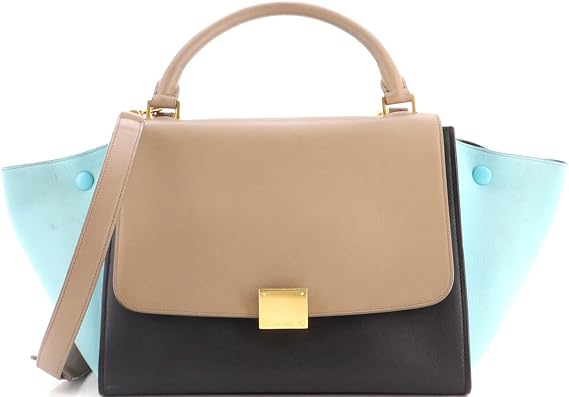 Pre-Loved Tricolor Trapeze Bag Small, Blue