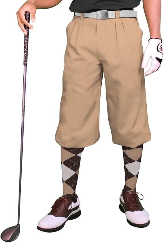 Golf Knickers Khaki Microfiber (Plus Fours) for Men