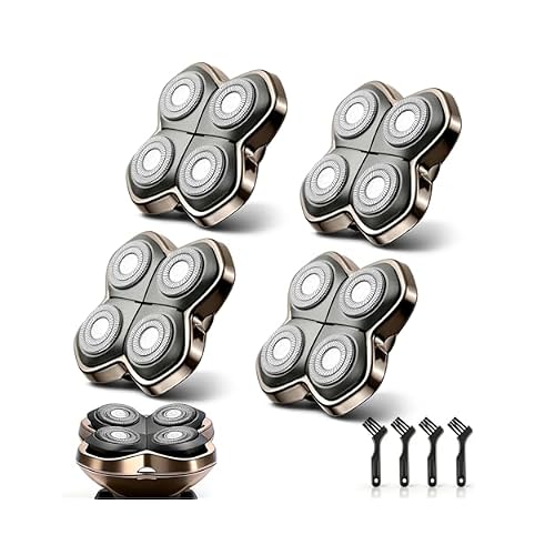 Replacement Blade Shaver PRO 4 Head for Electric Shaver Compatible with Skull Pitbull, Butterfly Kiss PRO & Palm Shavers with 4 Cleaning Brush 4Pack