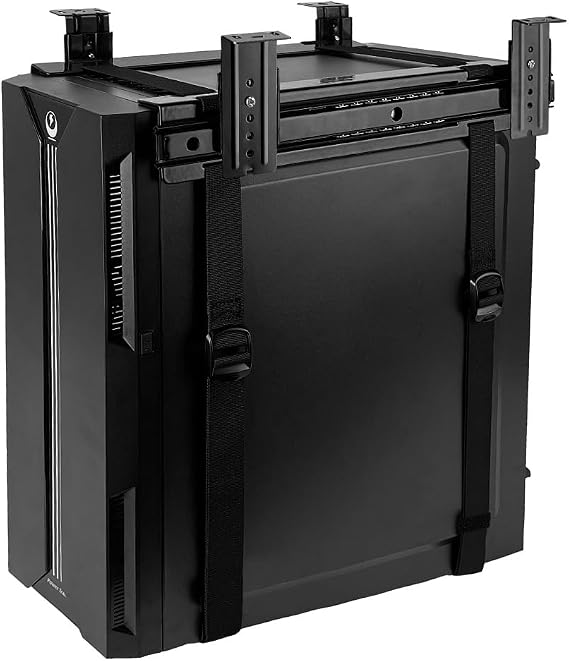 Under Desk Slide Out PC Mount with Anti-Scratch Sponge, Adjustable CPU Holder Bracket for Computer Tower (Black (Slide Access))