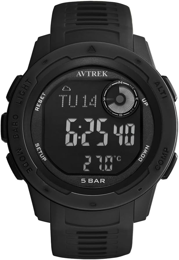 AVTREK Military Watch Mens Tactical Army Watch with Compass50M Waterproof Digital Watch Pedometer Watch Altimeter Watch for HikingClimbing