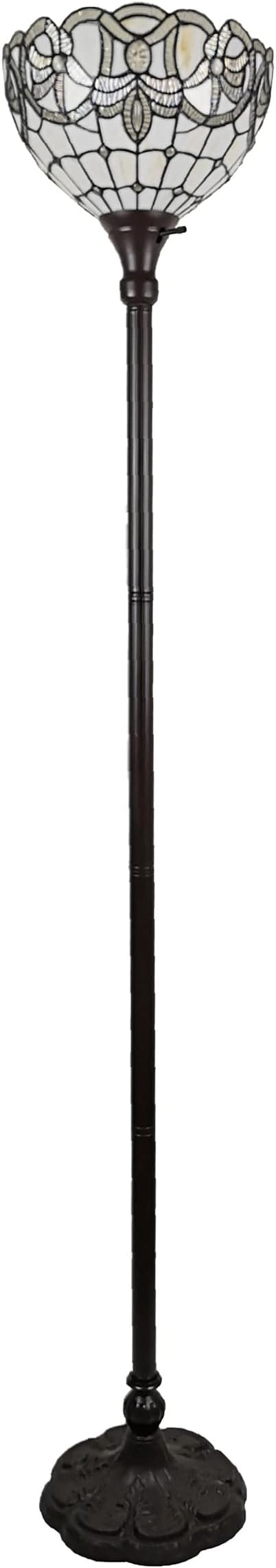 Amora Tiffany Floor Lamp Torchiere - Vintage Standing Light Floor Lamp - 72 Peacock Floor Stained Glass Lamp - Tiffany Floor Lamps for Living Room