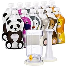 Squooshi The Original Filling Station Baby Food Pouch Filler + 12 Reusable Baby Food Pouches | Design Patented | BPA Free | Refillable for Yogurt, Applesauce & Puree | 5oz