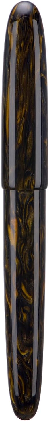 Asvine C80 Fountain Pen #8 Stub 1.1mm Nib Large Handcraft Calligraphy Art Drawing Pen with Converter Pen Case Collection Set (Brown Gold)