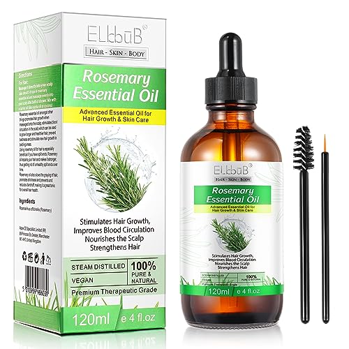 Rosemary Oil for Skin Care & Stimulates Hair Growth for Men Women -120ml 100% Pure Rosemary Essential Oil for Eyebrow and Eyelash, Nourishes The Scalp