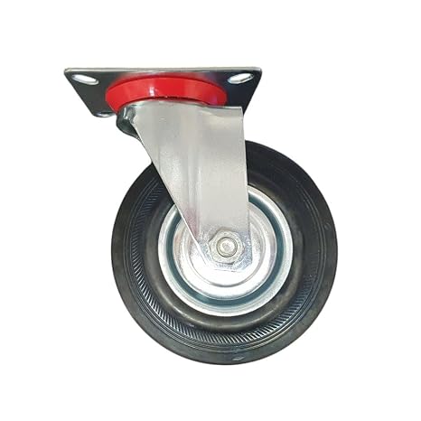 5 inch Wheel Swivel Trolley Caster Rubber 125mm On Plate Black