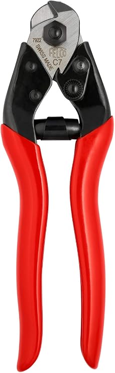 FELCO C7 Swiss Made Cable Cutters One-Hand Wire Cutters for Bike Brake Lines, Fencing & Electrical Work | Compact Hand Tool with Triangular Hardened Steel Blades, Non-Slip Grip, No-Fray, 7mm