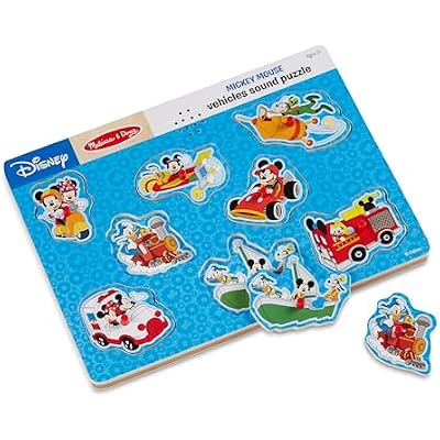 Melissa & Doug Disney Mickey Mouse and Friends Vehicles Sound Puzzle 8 pcs