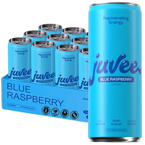 Juvee Rejuvenating Energy Drink 12 oz Cans, Pack of 12 Sugar Free, 128 mg Natural Caffeine per Can, Zero Sugar, Low Calorie, Clean Energy & Mental Focus Booster