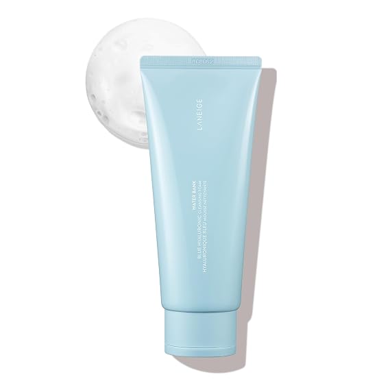 LANEIGE Water Bank Cleansing Foam: Hydrating Face Wash and Makeup Remover with Hyaluronic Acid & Papain Enzyme for Smooth, Soft Skin
