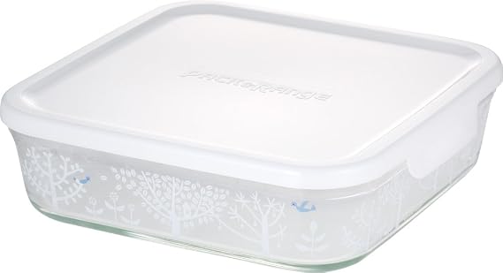 iwaki B3248-SNC1 Pack & Range Heat-Resistant Glass Storage Container, Shinzi Katoh, Petit Bois, Square, L, 40.6 fl oz 1.2 L