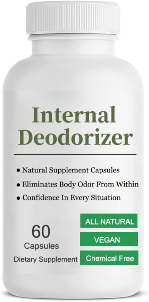 Body Deodorizing Supplement, Internal Deodorizer - Breath Freshening, Chlorophyll Capsules with Parsley & Organic Peppermint, for Skin, Bad Breath, and Gut Health, 60 Count