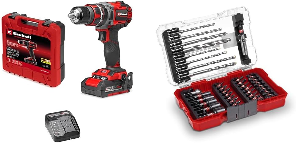 Einhell TP-CD 1860 Li- i BL 1x2,0Ah, Akülü Darbeli Vidalama  Einhell Matkap uç bits seti 39 parça Metal, beton, M-BOX kutu
