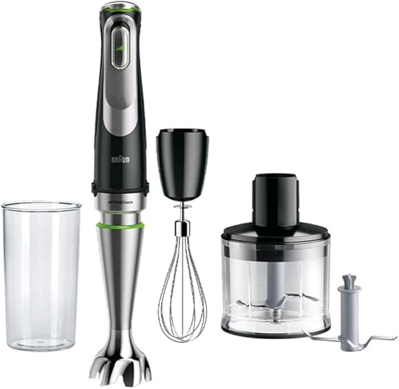 Braun MultiQuick 9 Hand Blender, Hand Mixer, XL Food Processor, Active PowerDrive Technology, 500 ml Chopper, BPA-Free 600 ml Beaker with Lid, 1200W, 220-240 V, 50-60 Hz, MQ 9135XI, Black