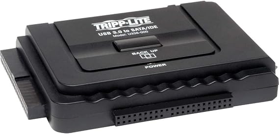 Tripp Lite USB 3.0 SuperSpeed to Serial ATA (SATA) and IDE Adapter for 2.5in or 3.5in Hard Drives(U338-000) Black