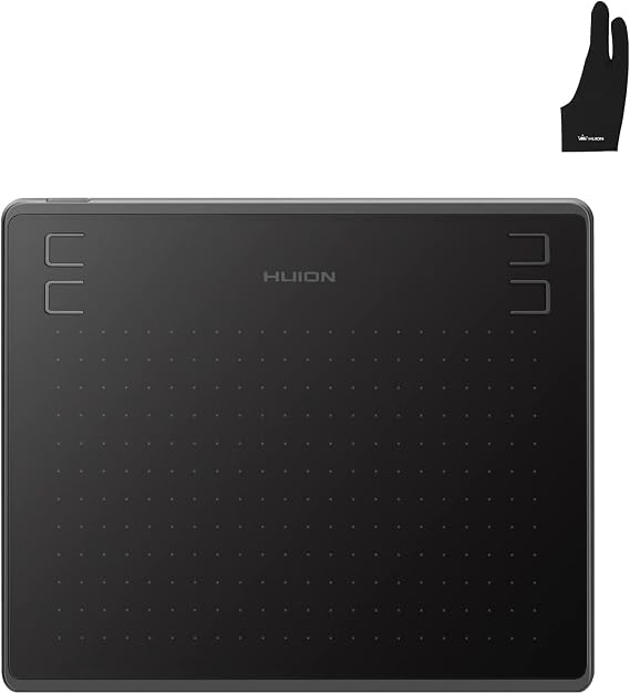 HUION HS64 Digital Drawing Tablet with Battery-Free Stylus and HUION Artist Glove for Linux, Windows, Mac and Android
