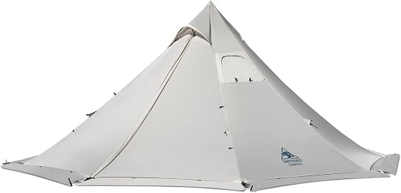 OneTigris Smokey HUT Hot Tent with Stove Jack, Ultralight 4 Season Tipi Tent with Snow Skirt & Detachable Floor for Camping, Hiking, Bushcraft, Backpacking