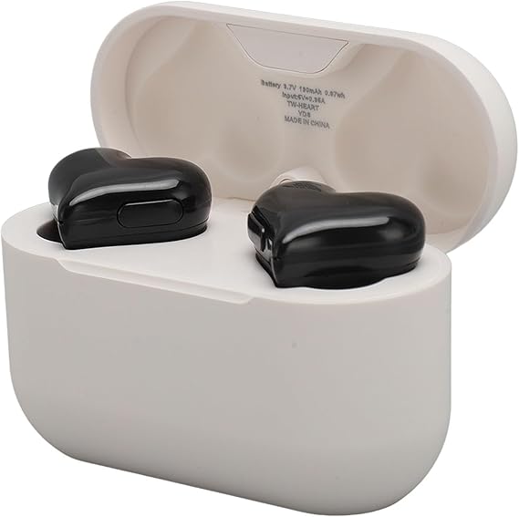 EBTOOLS Cordless Earbuds, Heart Shaped Bluetooth 5.3 Earphones with HiFi Stereo, Noise Canceling, Bluetooth Earbud, Cute Earbud for Present, Phone (Black)
