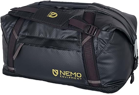NEMO Equipment Double Haul Convertible Duffel & Tote Bag Water-Resistant Gear Bag with Backpack Straps - 30L - Black