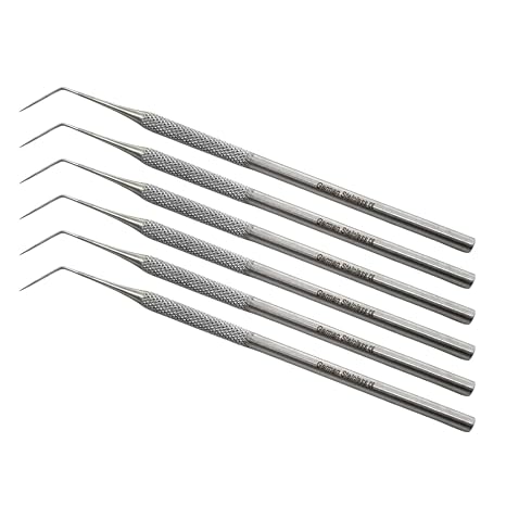 Dental Probe Explorer #6 Made of Stainless Steel Reusable Tool Plaque & Tartar Remover Tooth Pick Precision End Suitable for Professional or Personal Use & Pet Oral Hygiene Care Knurled Handle (6)