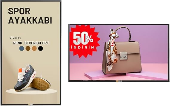 Digital Signage Ekran Duvara Monte Yüksek Parlaklık FULL HD 7/24 Reklam & Vitrin Ekranı (İnç, 43)