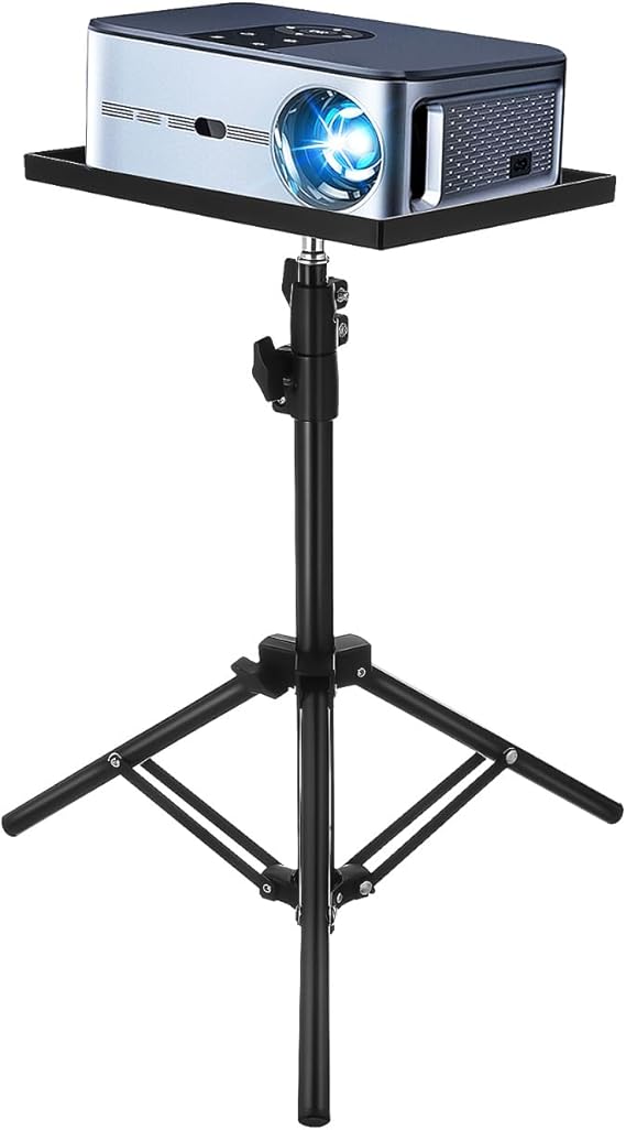 HOMSFOU Projector Tripod Stand: Heavy Duty Laptop Floor Stand with Tray Adjustable Height 40-114cm for Laptop, Projector, Dj Controller, Stage, Studio, Books & Home Theater Setup