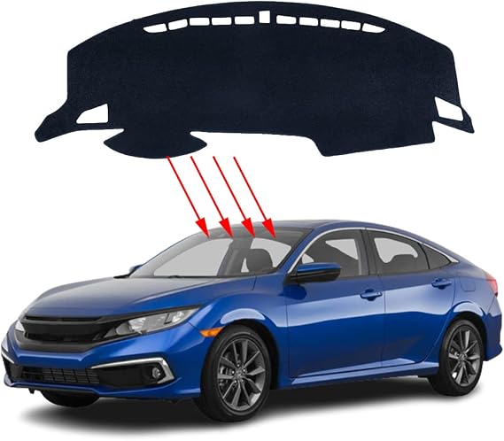 Great-luck Dashboard Cover Mat Custom Interior Accessories Dash Covers Reduces Glare Eliminates Cracking for Honda 10th Civic/Civic Hatchback/Type R(2016 2017 2018 2019 2020 2021)