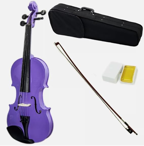 SKY Full Size Wood Purple Violin Beautiful Color with Brazilwood Bow and Lightweight Case
