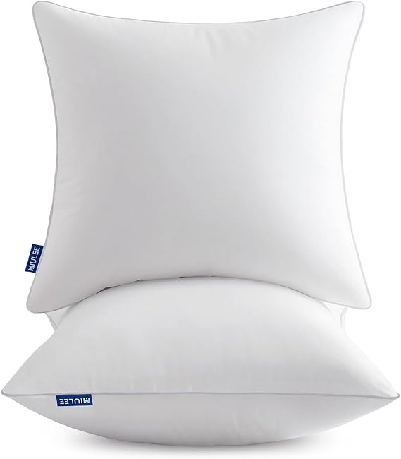 MIULEE 18x18 Inch Pillow Inserts Pack of 2 with 100% Cotton Cover